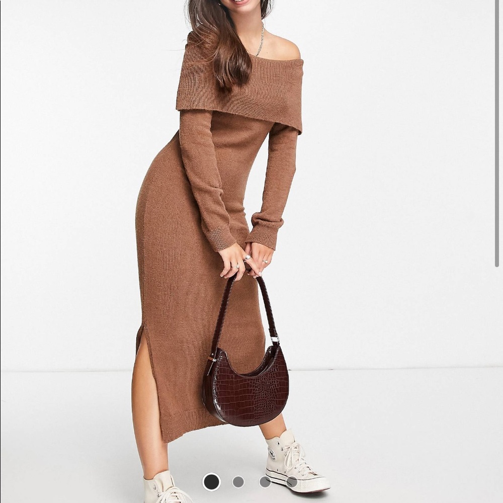Asos Miss Selfridge Mocha Fold Over Dress